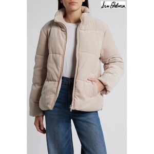 SAM EDELMAN NWT QUILTED CORDUROY CHENILLE OATMEAL BEIGE PUFFER JACKET. SIZE M